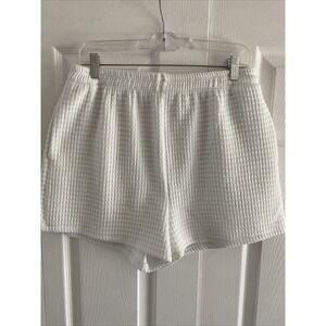 Princess Polly Women's 10 White Textured Comfort Shorts Resort Euro Travel Pull